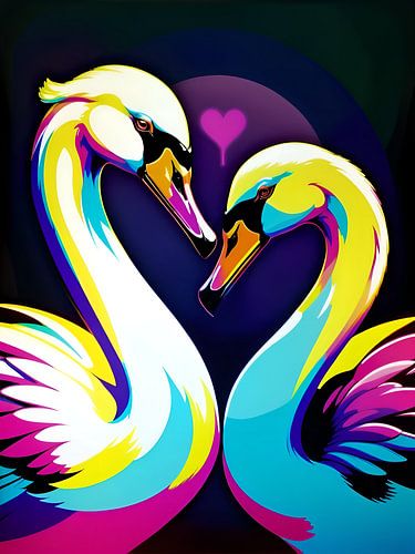 Verliefd zwanenpaar, liefdeshart