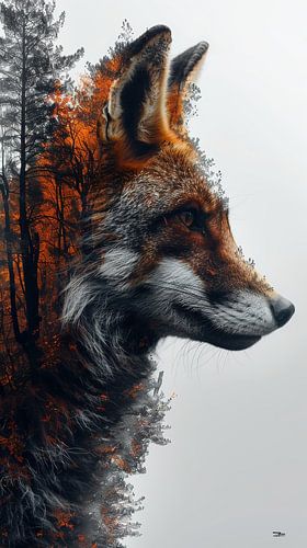 multiple exposure tussen dier en natuur