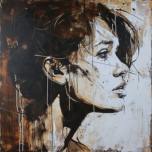 Modernes Porträt Braun | Weibliches Porträt Braun