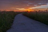 Drenthe cloudy sunrise on bike path