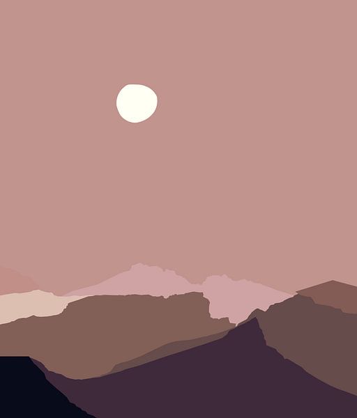 Mountain landscape in warm earth colors by Mad Dog Art