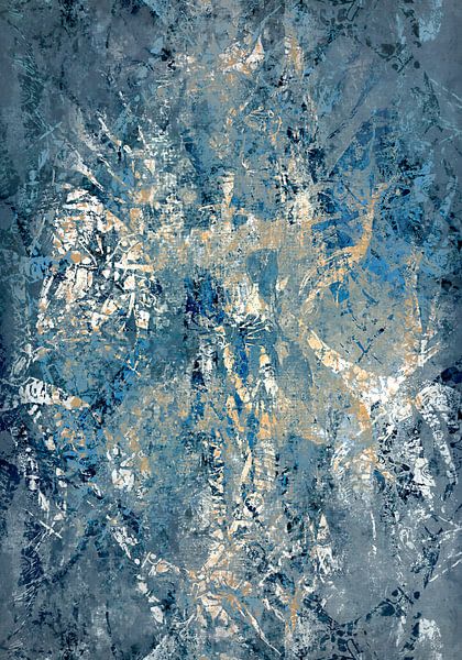 Japanese tree of life in blue colors by Mad Dog Art