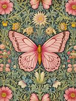 Roze vlinderstijl William Morris