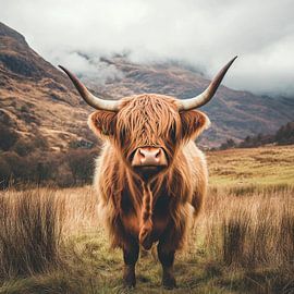 Highland cattle landscape by Poster Art Shop