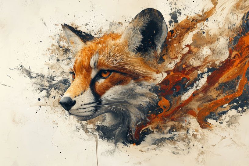 Fiery Elegances - Fox in Abstract by Eva Lee