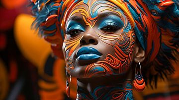 Portret van een Afrikaanse vrouw met een beschilderd gezicht van Animaflora PicsStock