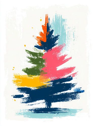 Arbre de Noël coloré - illustration abstraite moderne de Noël dans des tons vifs