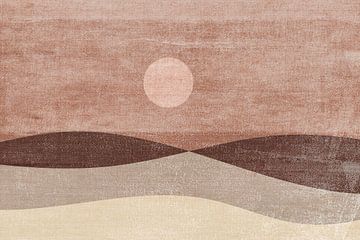 Japandi zand, terracotta, bruin abstract landschap I van Dina Dankers