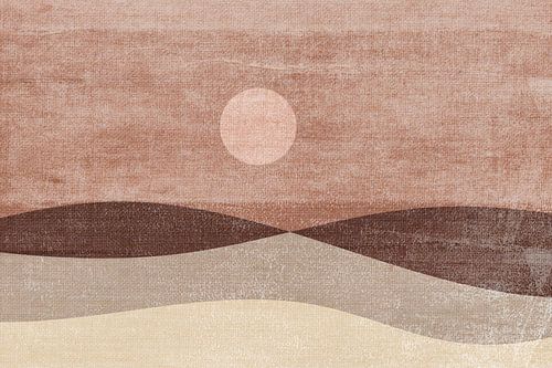 Japandi zand, terracotta, bruin abstract landschap I