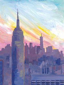 L'Empire State Building au coucher du soleil avec vue sur Manhattan sur Markus Bleichner