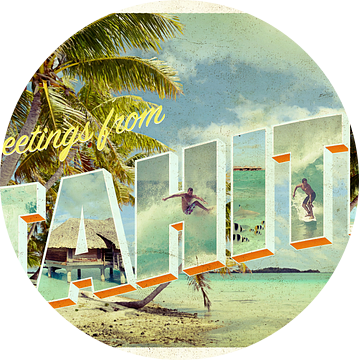 Groeten uit Tahiti vintage ansichtkaart van iPics Photography