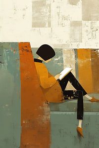 Peinture moderne - perdue dans les pages du pastel