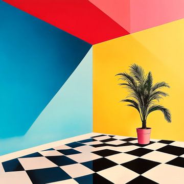 Coin coloré avec plante et motif sur Poster Art Shop