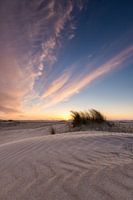 Colourful sunset on the beach of Zeeland