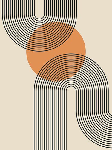 Japandi Modern Abstract Geometrisch Organisch Lijn Curve Cirkel