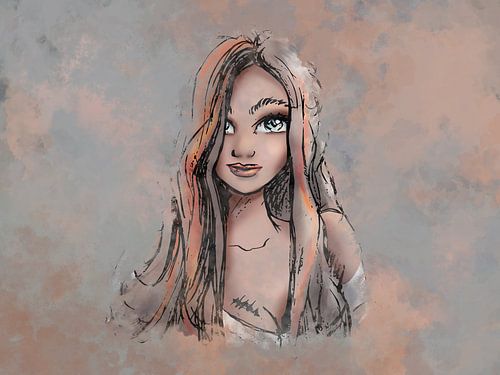 Fictief portret van jonge vrouw