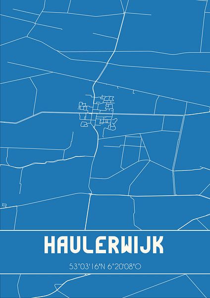 Blueprint | Map | Haulerwijk (Fryslan) by Prints of Place