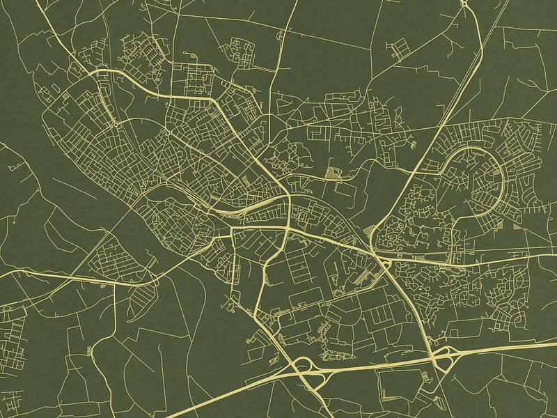 Map of Deventer in Green Gold by De Kaartenwinkel