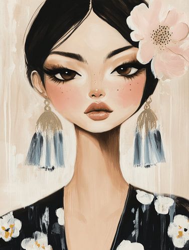 Modern portret in pastelkleuren