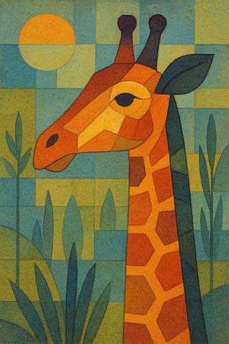 Giraffe geometric painting.