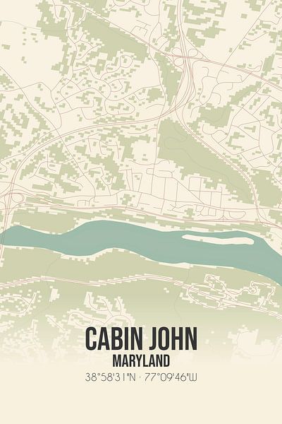 Vintage map of Cabin John (Maryland), USA. by Prints of Place