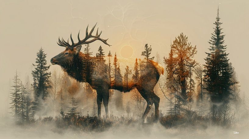 multiple exposure between animal and nature by Gelissen Artworks