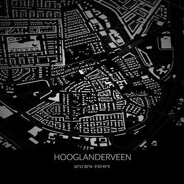 Zwart-witte landkaart van Hooglanderveen, Utrecht. van Rezona