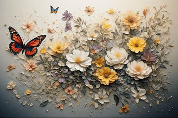 Botanical Harmony — Elegant Floral Relief Wall Art by ForKey