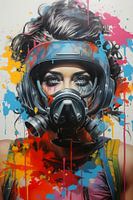 Femme portant un masque respiratoire