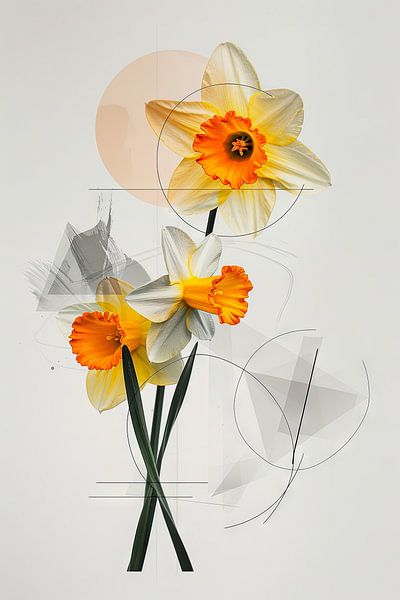 Narcissen - Helder narcissen-kunstwerk van Poster Art Shop