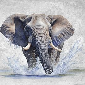 Water loving elephant by Lucia