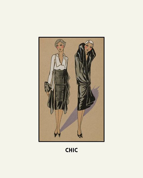 Chic | Zwart en wit, de vriendschap | Historische, retro Art Deco mode prent van NOONY