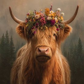 Highlander mit Blumenkrone von But First Framing
