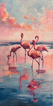 Flamingo's in een Kleurenspel van Whale & Sons