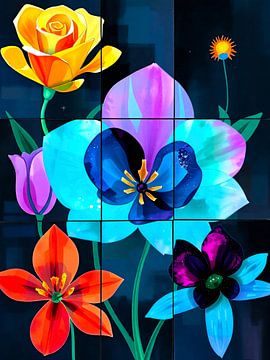 Levende symfonie van bloemen - Digitale kunst van A.D. Digital ART