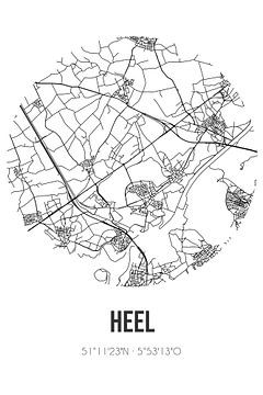 Heel (Limburg) | Landkaart | Zwart-wit van Rezona