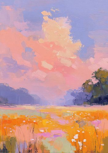 Bloemenveld in droomlicht