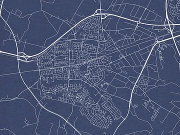 Carte de Wijchen en bleu royal sur Map Art Studio