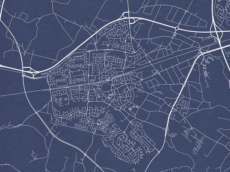 Map of Wijchen in Royal Blue by De Kaartenwinkel
