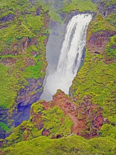Island: Wasserfall Skógafoss 10