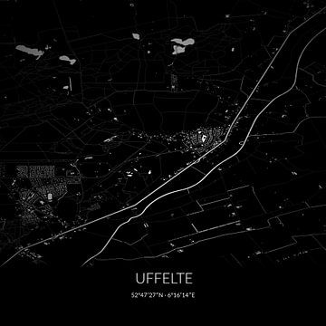 Carte en noir et blanc d'Uffelte, Drenthe. sur Rezona
