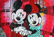 Mickey en Minnie Mouse Roze Hoofden van Kathleen Artist Fine Art thumbnail