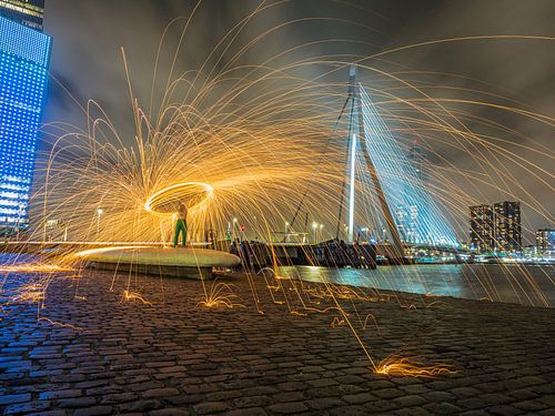 Dancing Fire in the Port City near the Erasmus Bridge