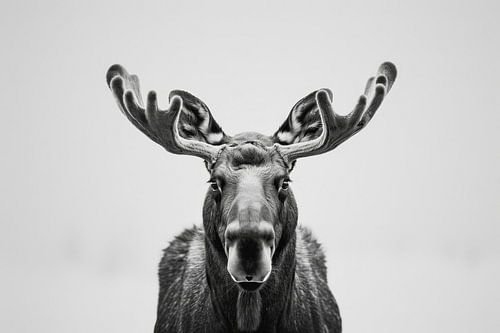 Imposanter Elch - Schwarzweißfotografie für Wildnisliebhaber