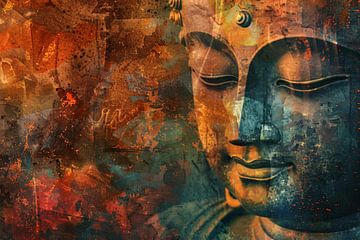 Mysterieus Boeddha portret in rustieke stijl van Art & Soul Creations