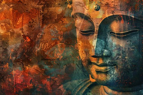 Mysterieus Boeddha portret in rustieke stijl