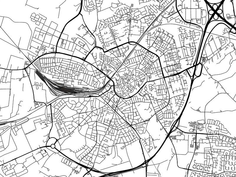 Karte von Amersfoort in Schwarz ud Weiss von De Kaartenwinkel
