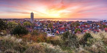 Panorama of West Terschelling at Sunrise: The Brandaris in Full Glory