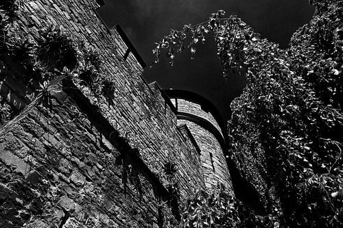 Old city wall Maastricht black / white by Anton de Zeeuw