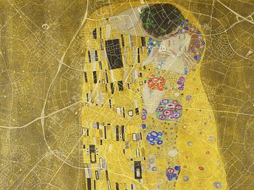 Kaart van Sittard met de Kus van Gustav Klimt van Map Art Studio